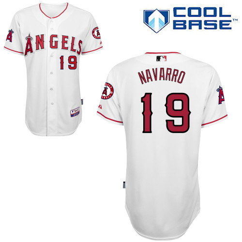 Efren Navarro #19 MLB Jersey-Los Angeles Angels of Anaheim Men's Authentic Home White Cool Base Baseball Jersey